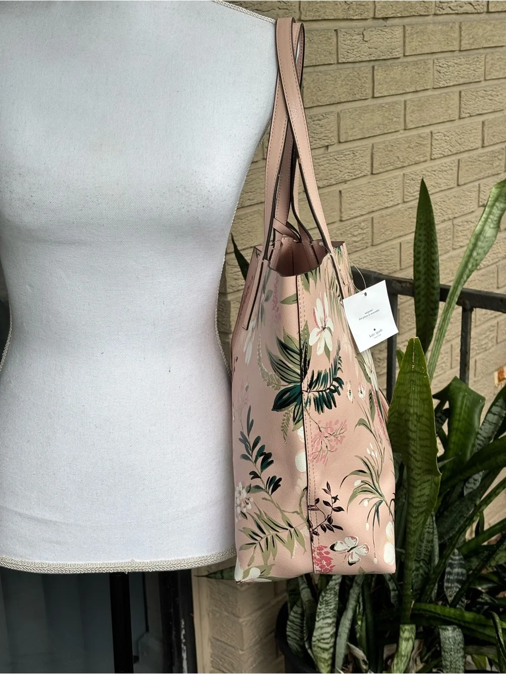 Kate Spade Arch Place Mya Reversible Tote Bag Floral Butterfly Pink Multi Set
